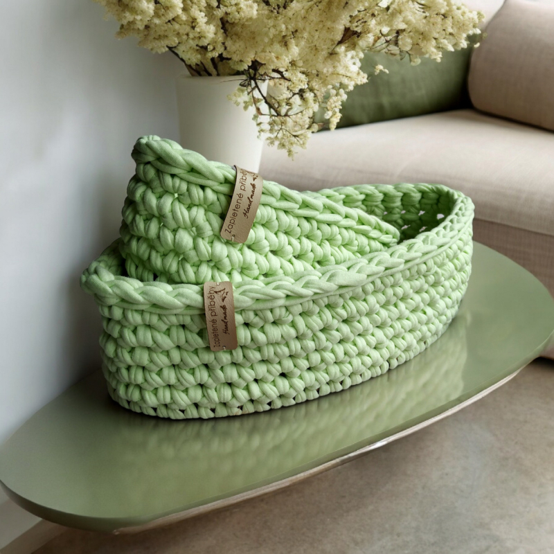 hackovany kosik oval set sada zeleny mojito pistacie
